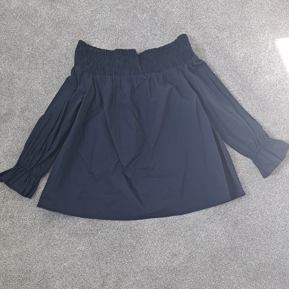 Off-Shoulder Navy Blouse